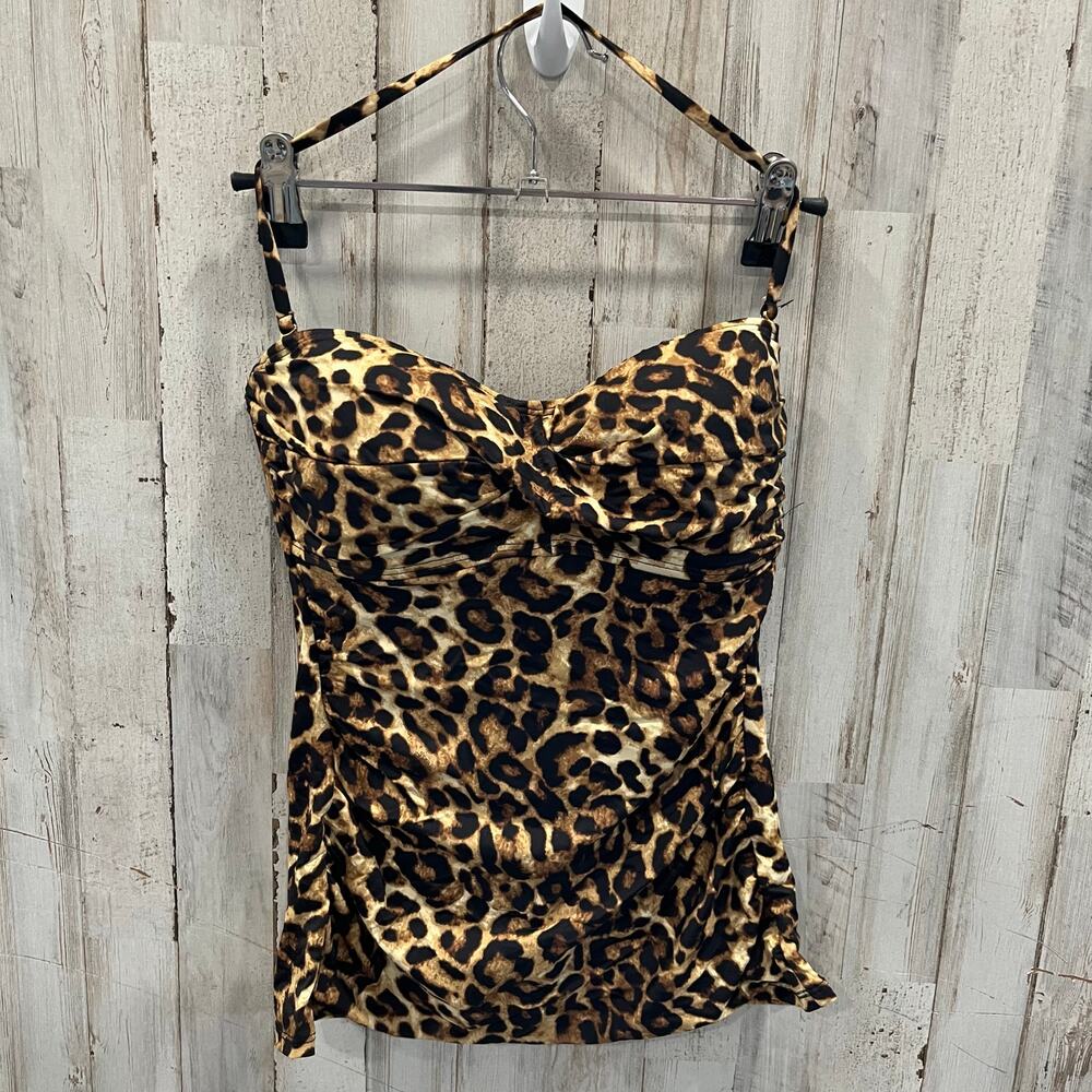 Lauren Ralph Lauren Leopard Print Swim Tankini Top - Black, Brown, Tan
